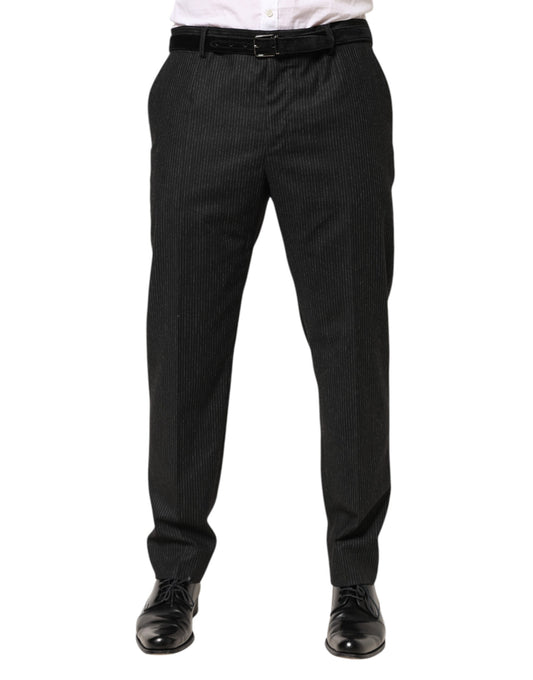 A pair of black cotton mid-waist dress trousers