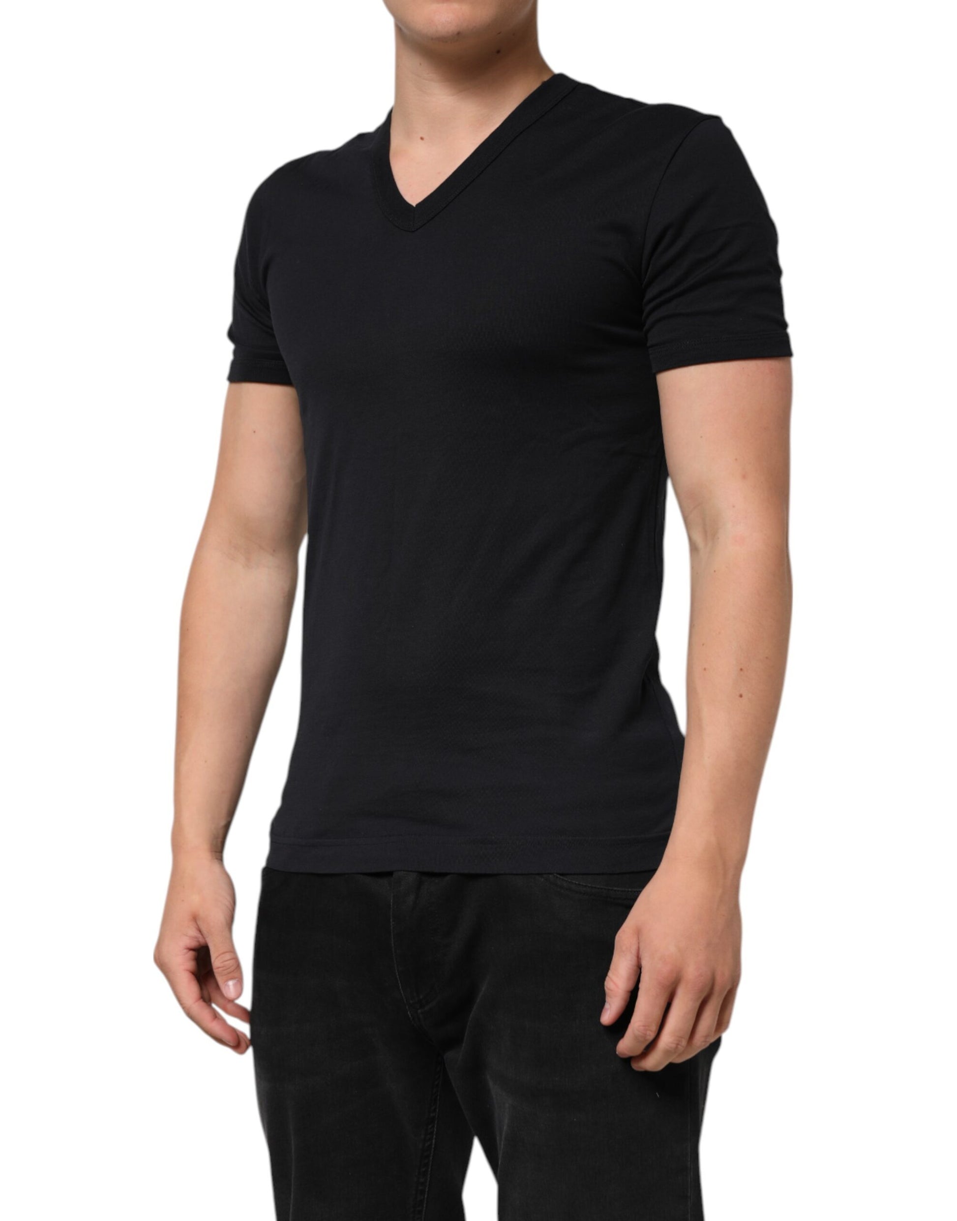 Man wearing black t-shirt