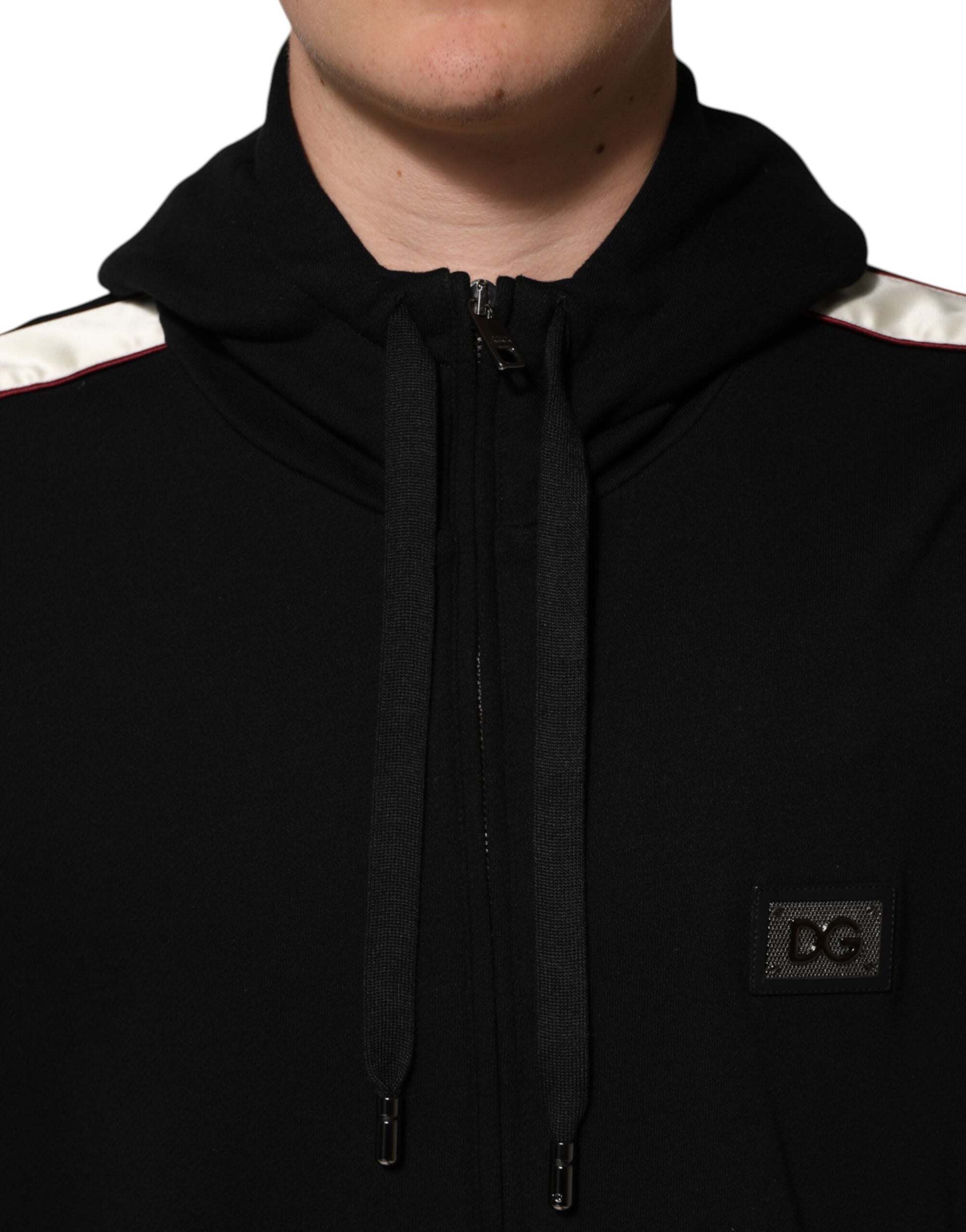 Black hoodie with zippered front pocket