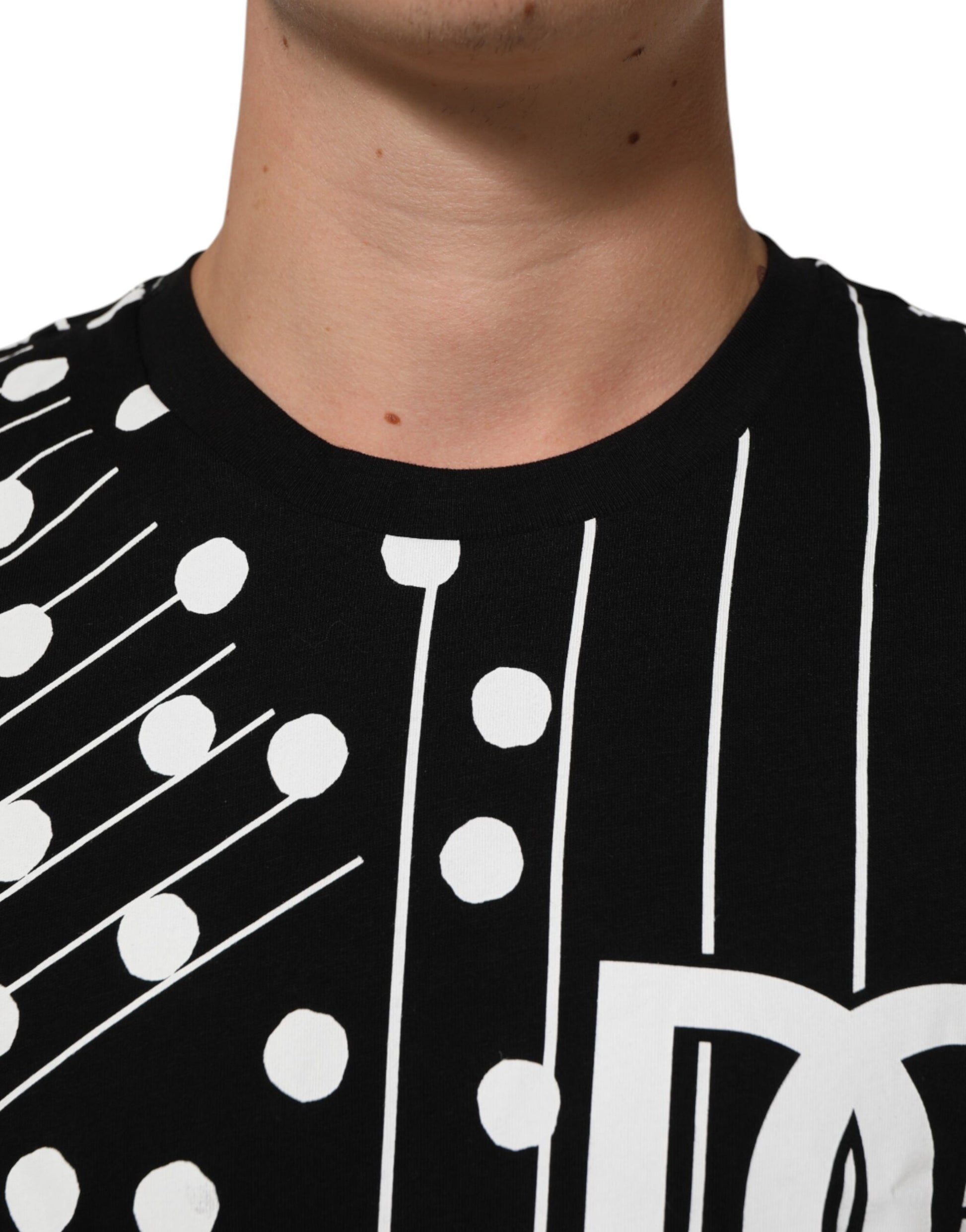 Black shirt with white polka dots