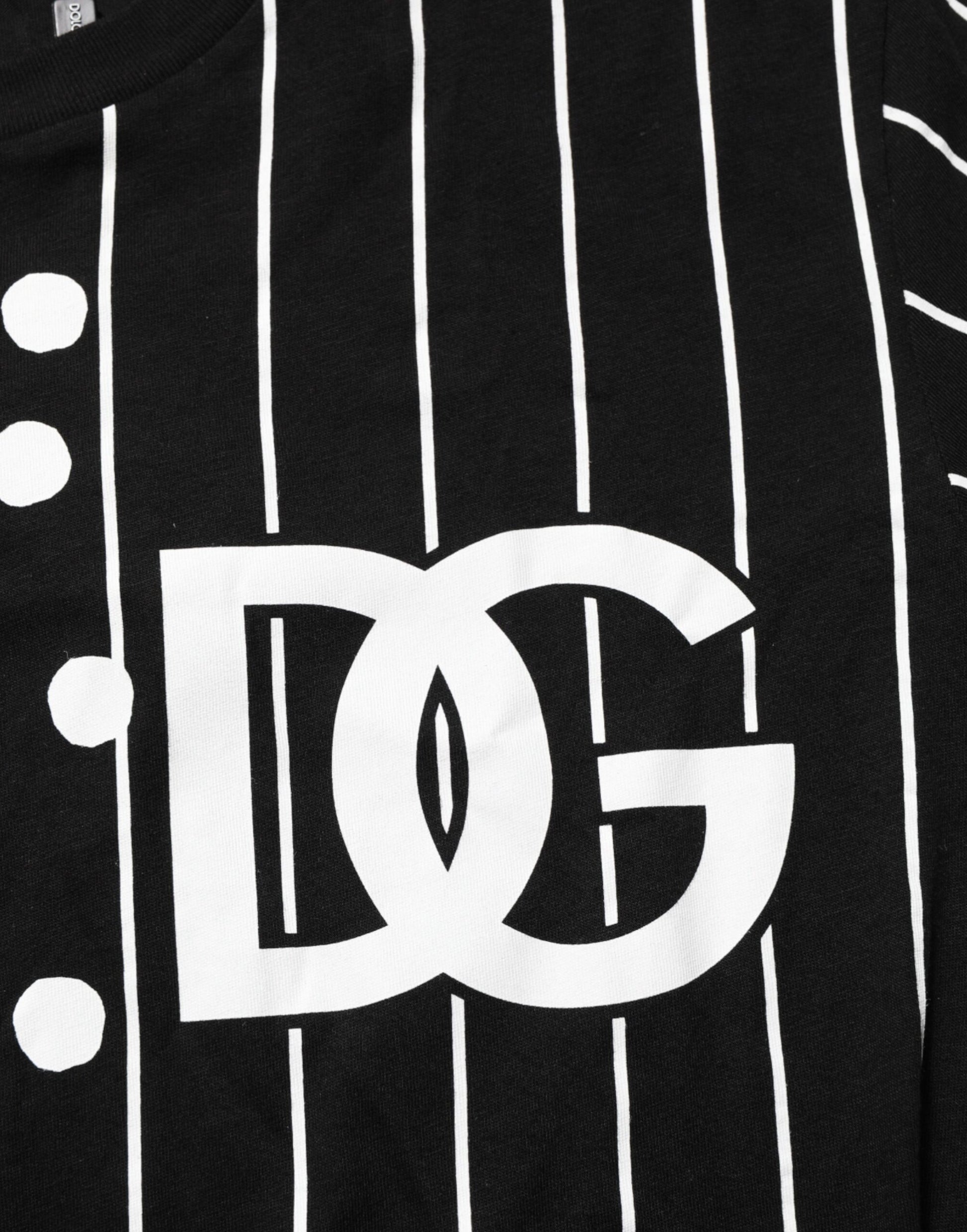 Black shirt with white stripes and DG logo