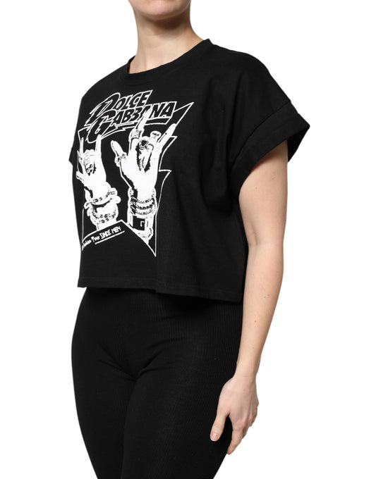 Black short sleeve shirt with white graphic on front