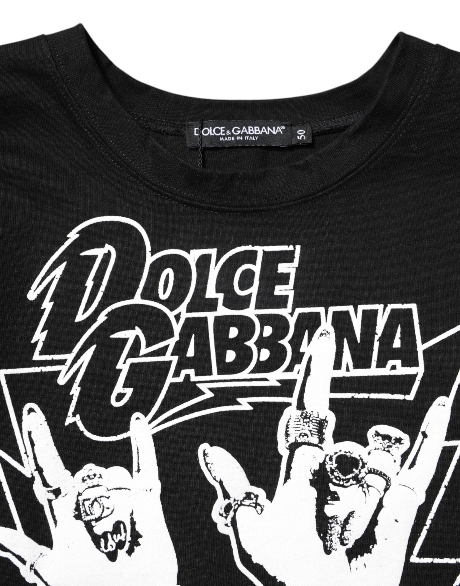 Black t-shirt with white graphic design featuring a pair of hands making a peace sign