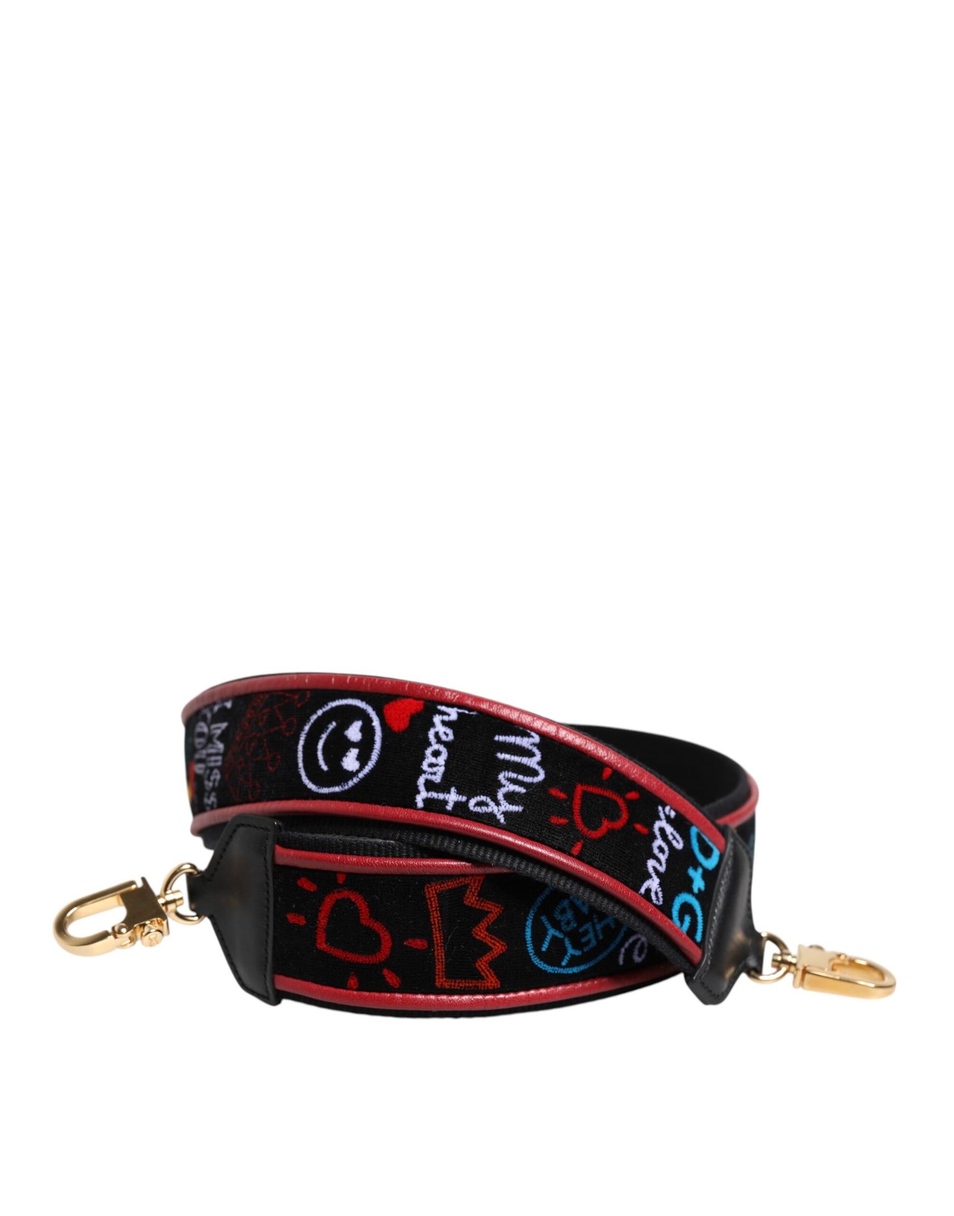 Bracelet with red and black design featuring heart symbols