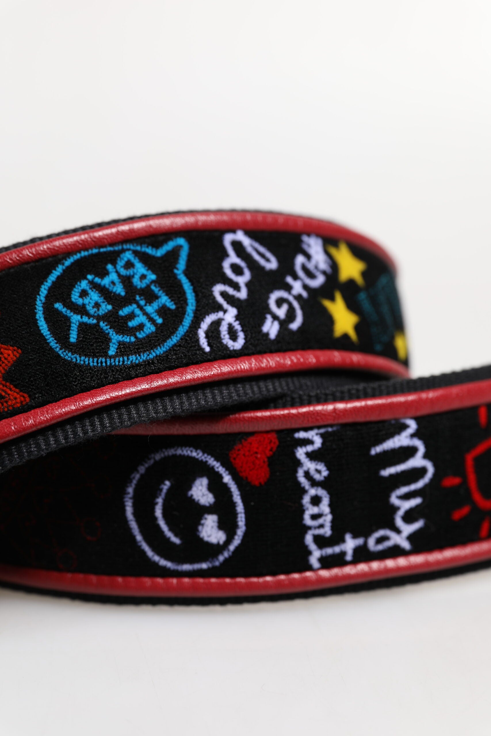 Bracelet with embroidered emojis and messages