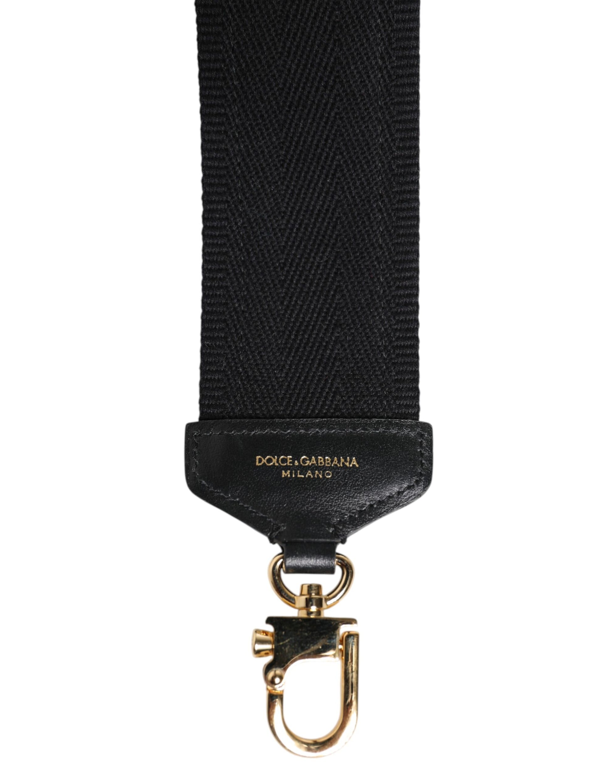 Black fabric lanyard with gold clasp