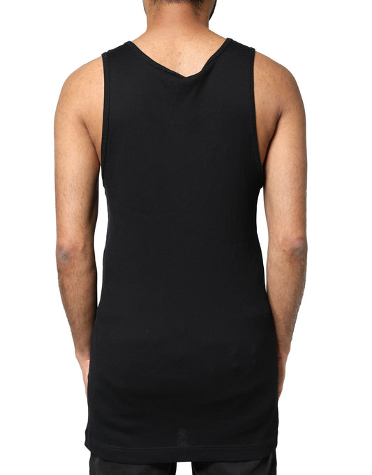 Black tank top on man's back