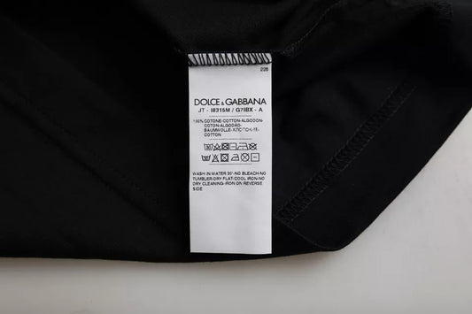 A black cotton round neck t-shirt with short sleeves from Dolce & Gabbana