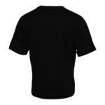 A black cotton t-shirt with short sleeves and a round neck