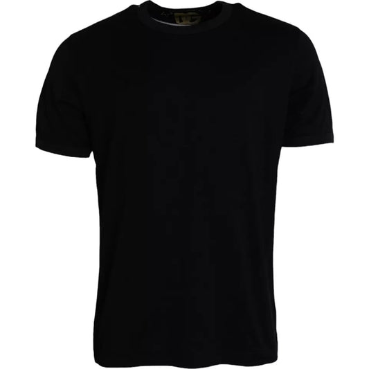 A black cotton round neck short sleeve men's t-shirt