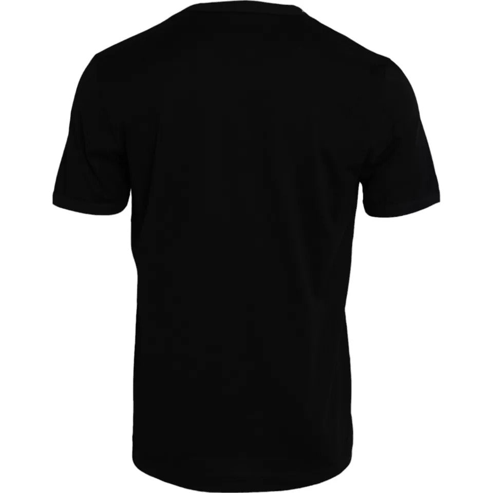 Black cotton round neck short sleeve men's t-shirt