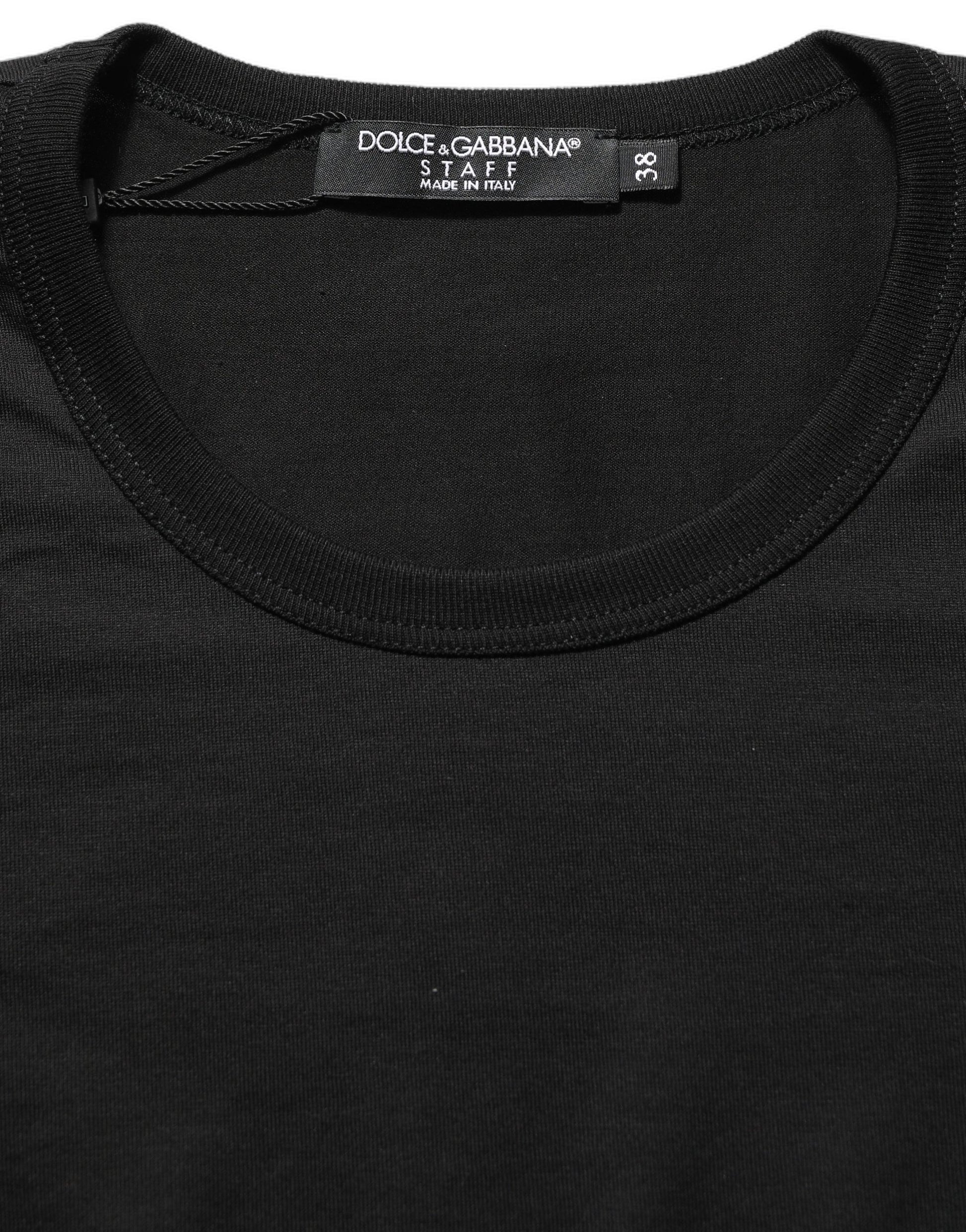 A black cotton round neck short sleeve t-shirt from Dolce & Gabbana