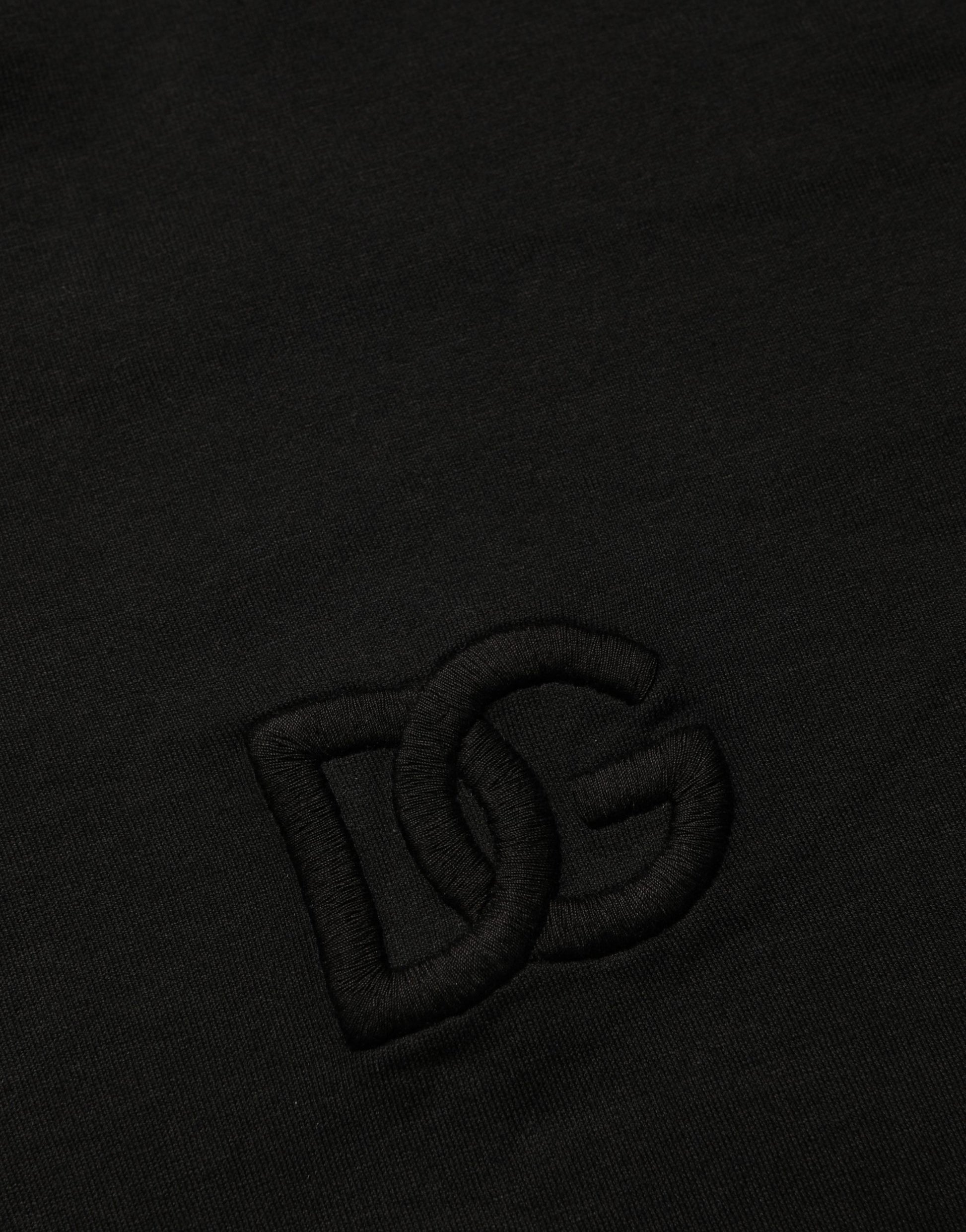 Black fabric with embroidered logo
