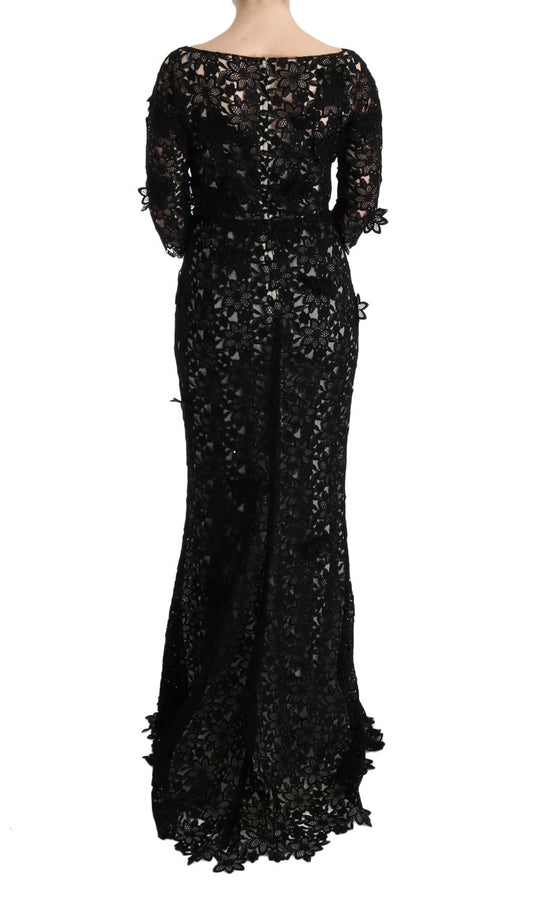 Long black lace dress