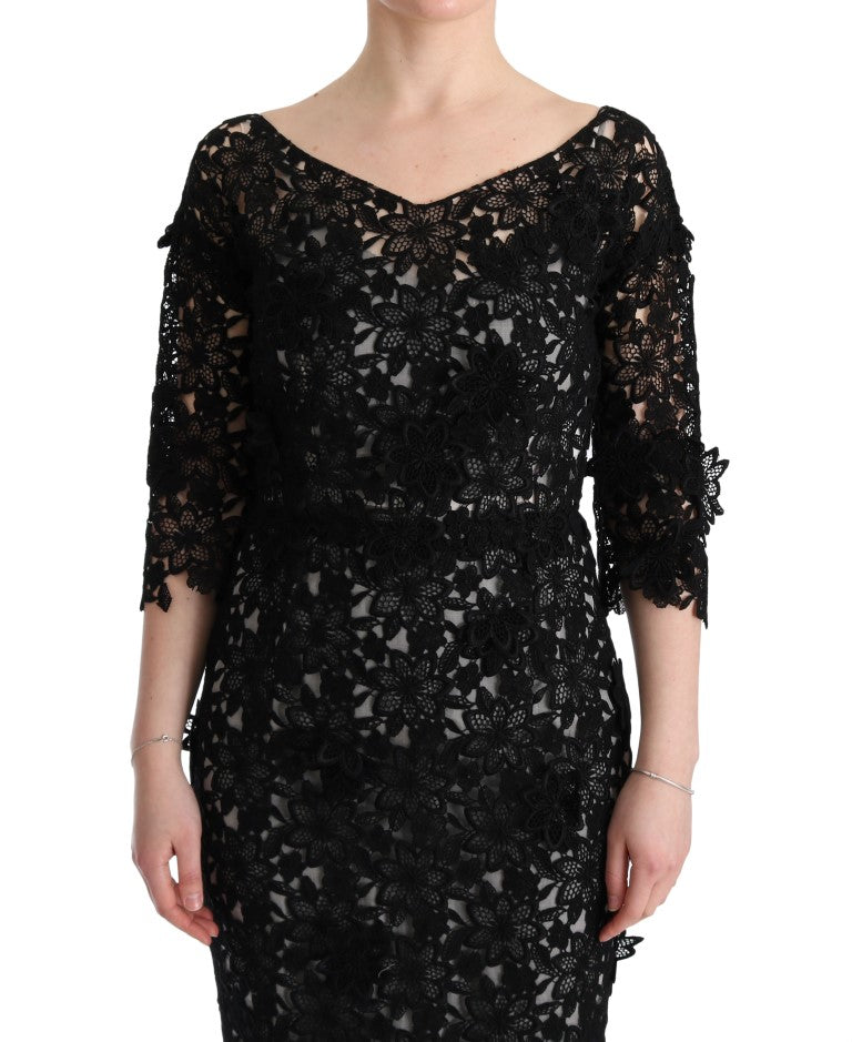 Black lace dress with long sleeves