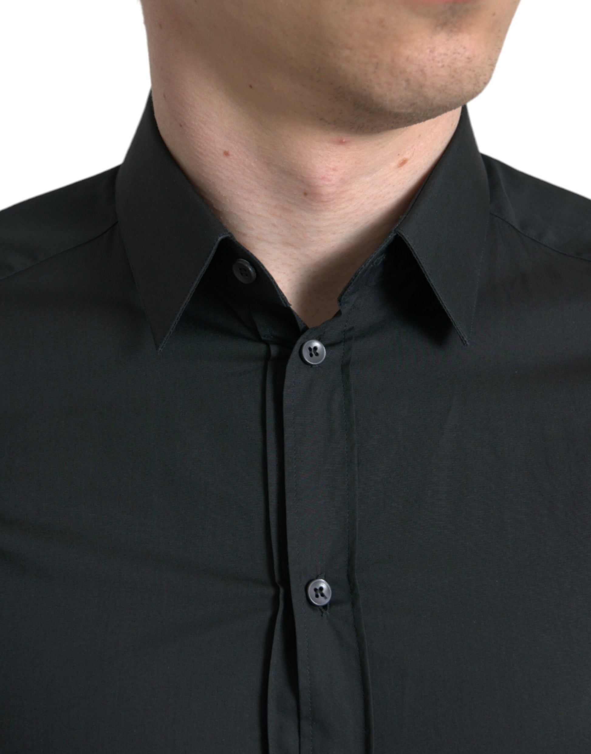 Black collared shirt with buttons