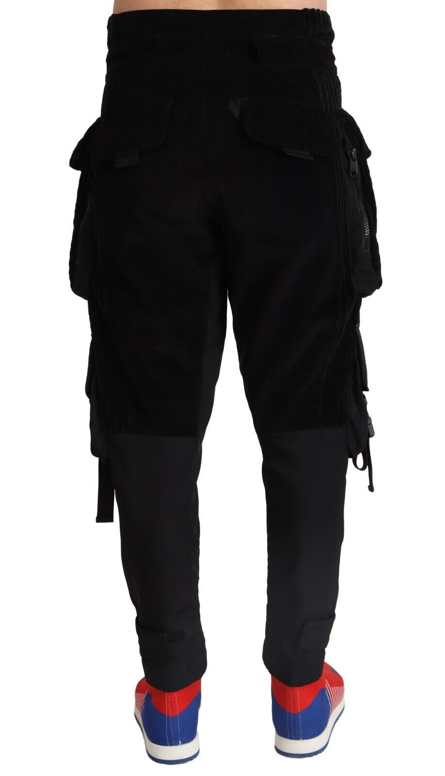 Black pants with fringe details on legs