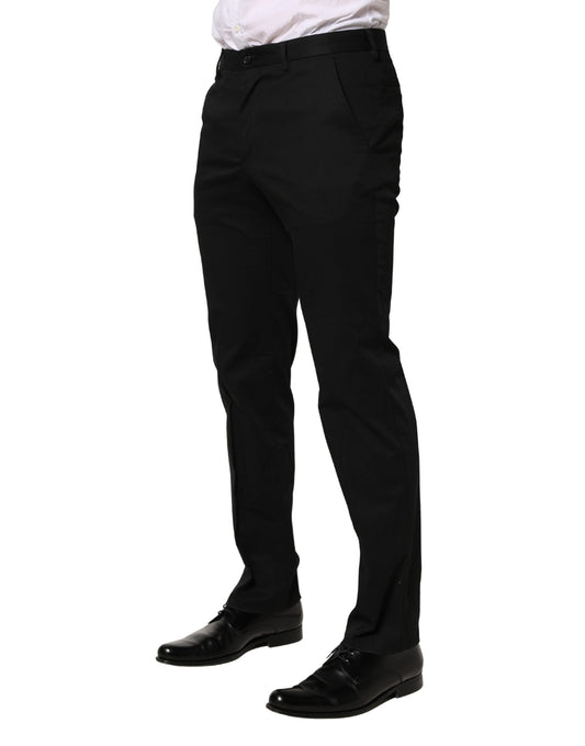 A pair of black cotton skinny dress formal trousers