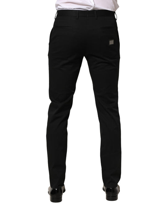 A pair of black cotton skinny dress formal trousers by Dolce & Gabbana
