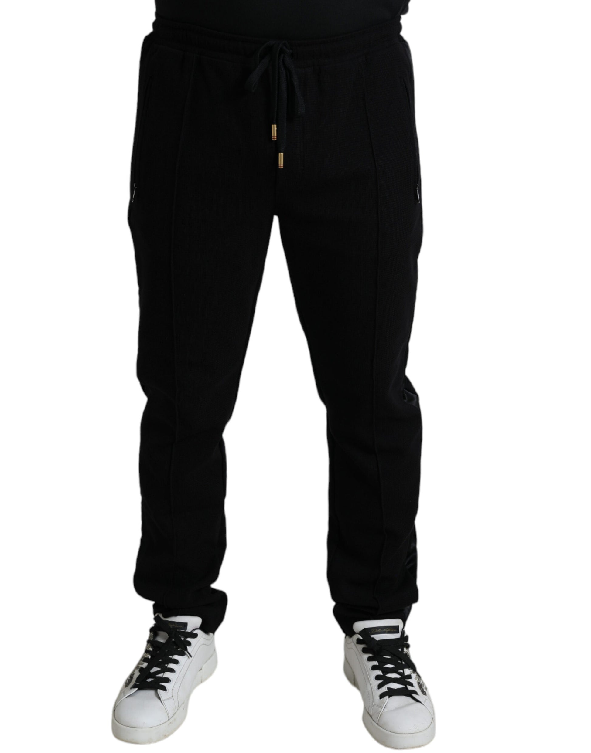 Black sweatpants with drawstring waistband