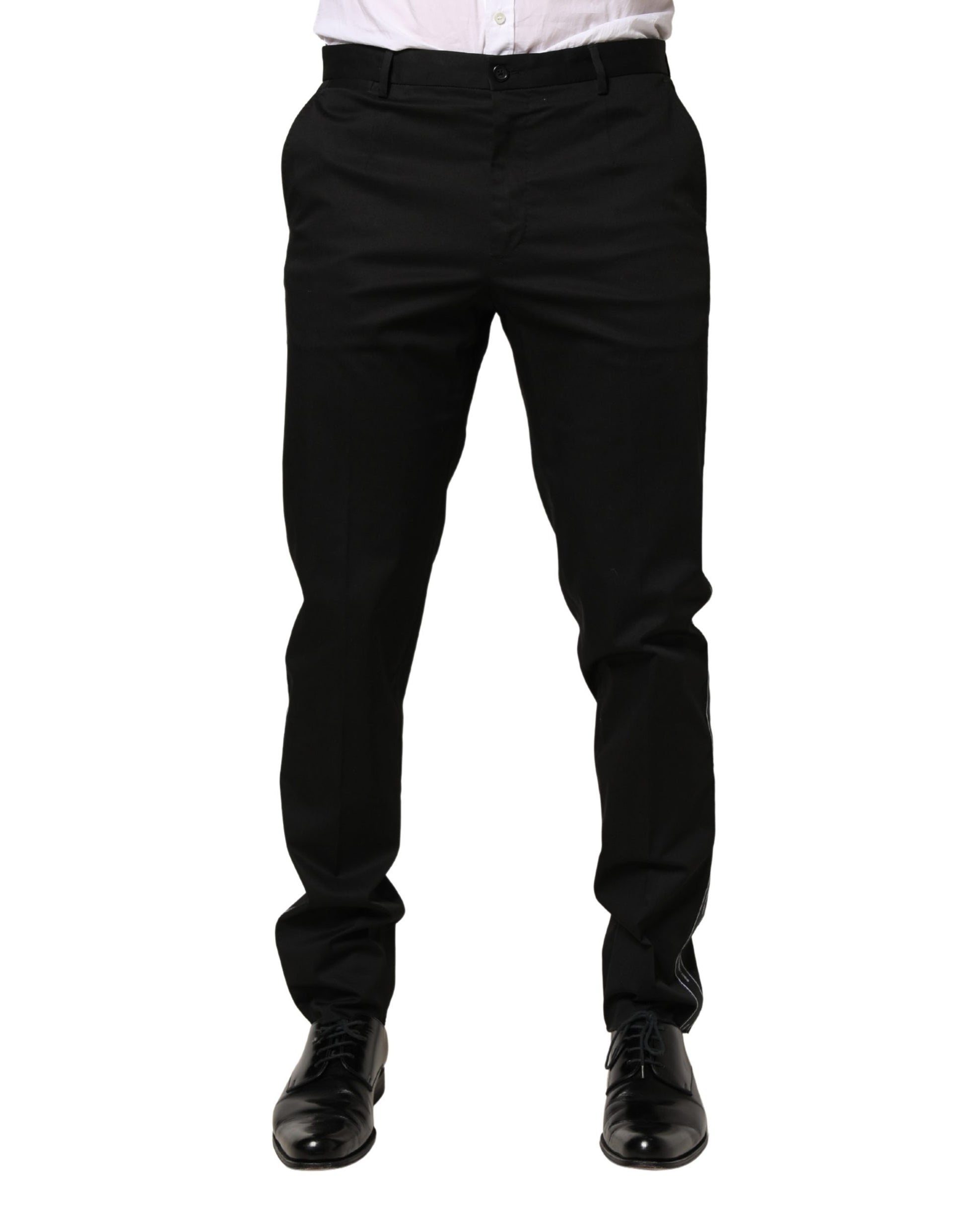 A pair of black cotton skinny men's dress trousers