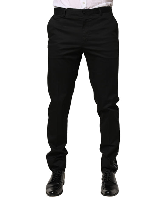 A pair of black cotton skinny men's dress trousers