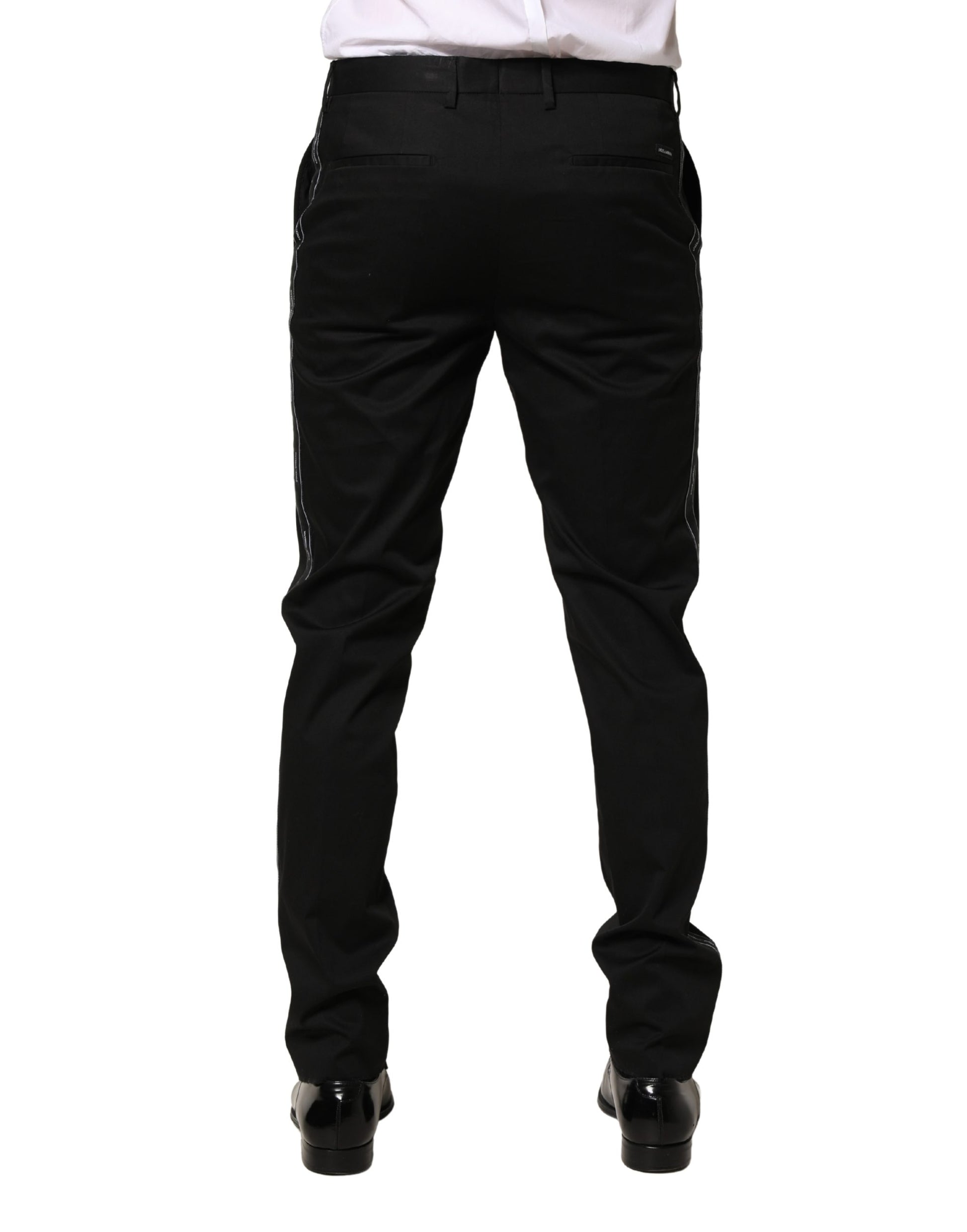 A pair of black cotton skinny men's dress trousers