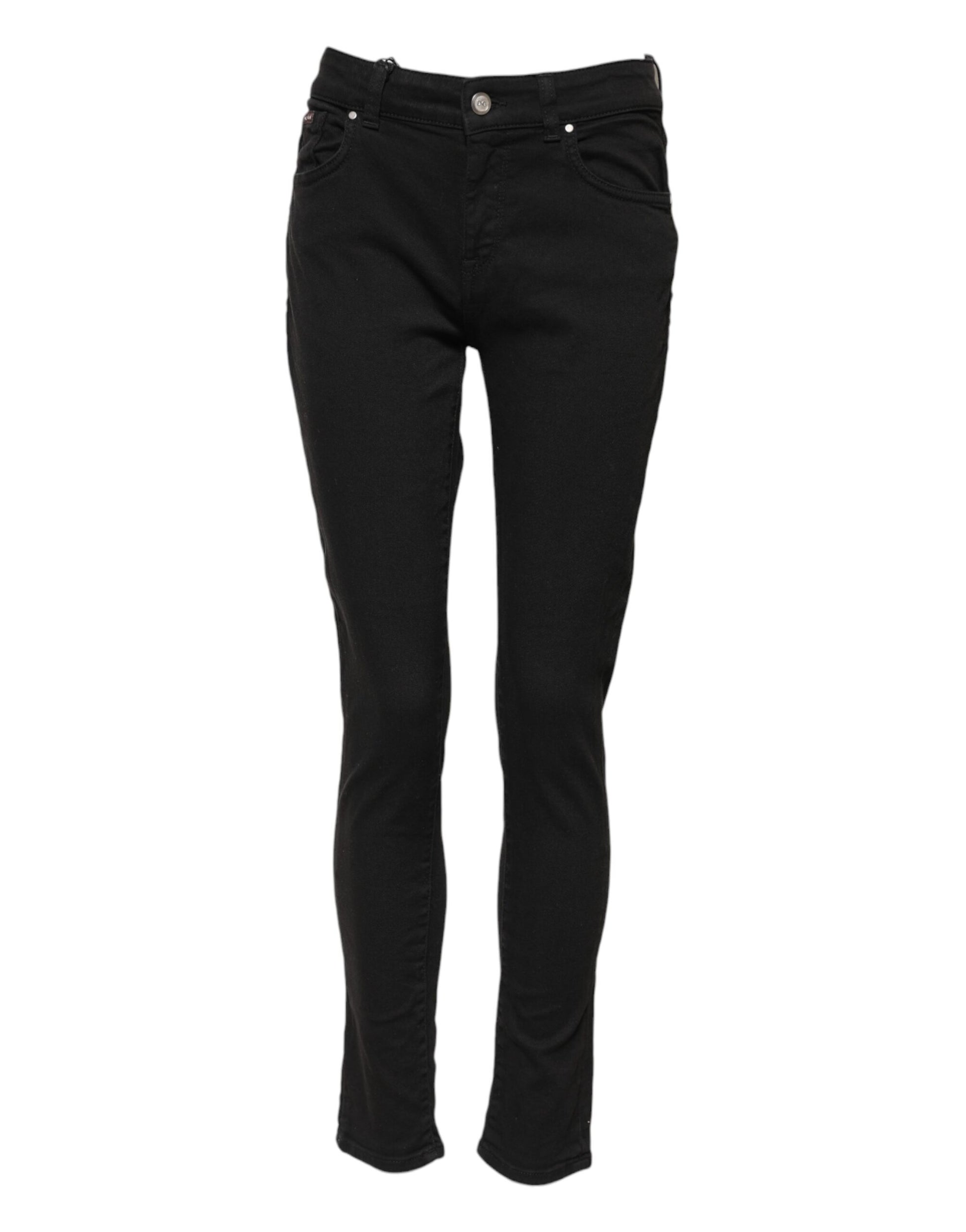 Black skinny jeans with zipper detailing on legs