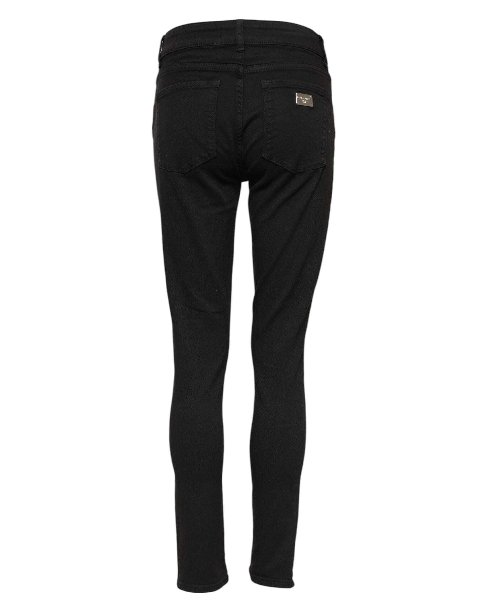 Pair of black jeans with visible stitching details