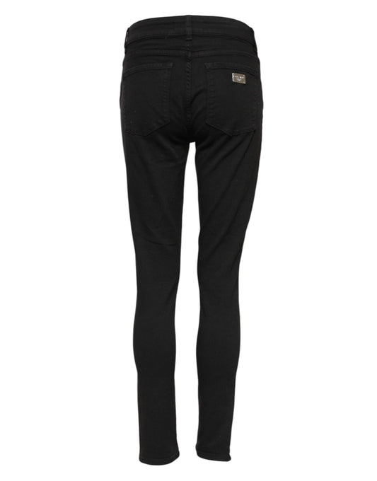 Pair of black jeans with visible stitching details