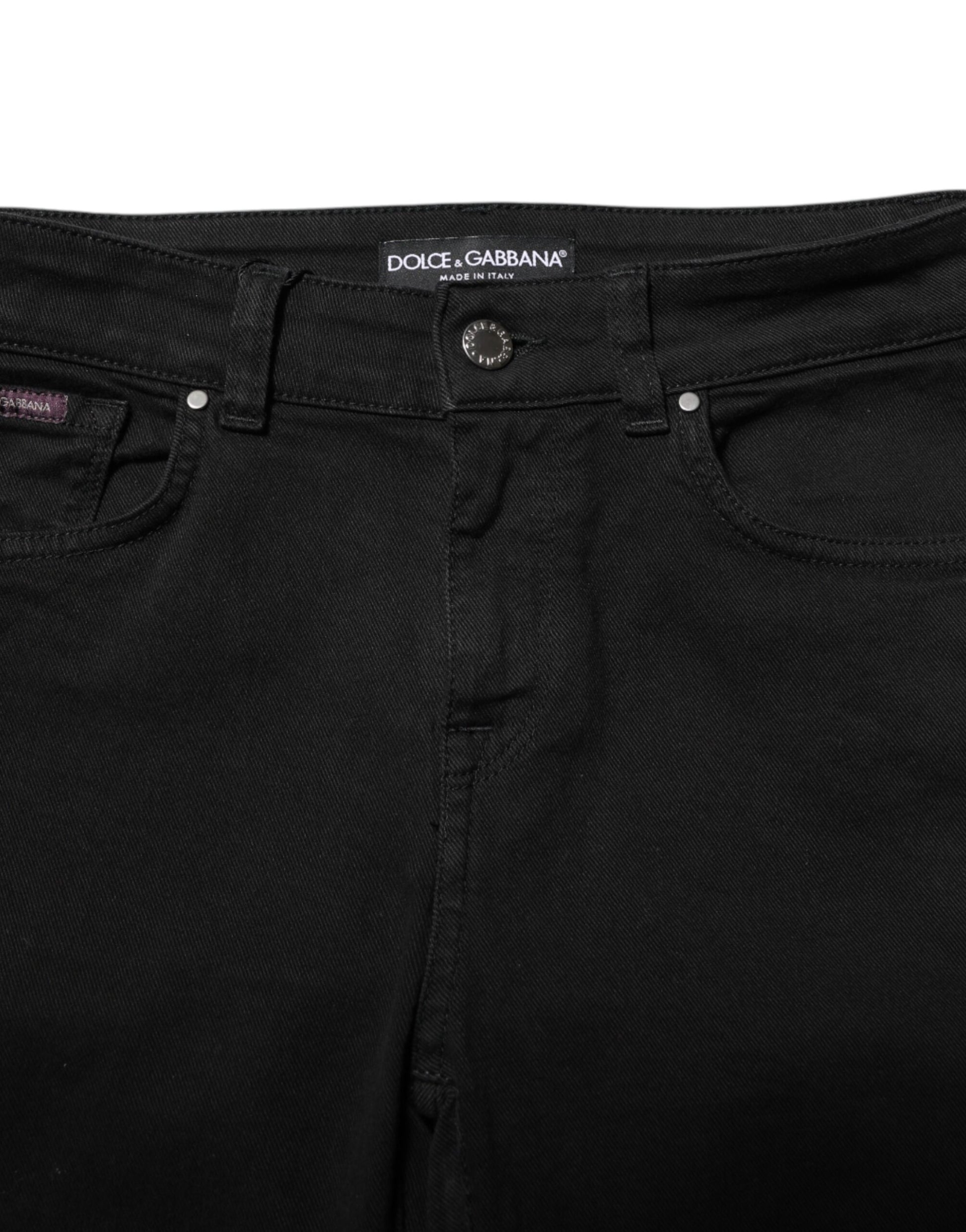 Black denim jeans with button closure