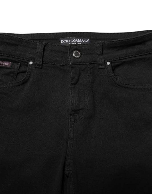 Black denim jeans with button closure