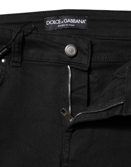 Pair of black jeans with zippered front