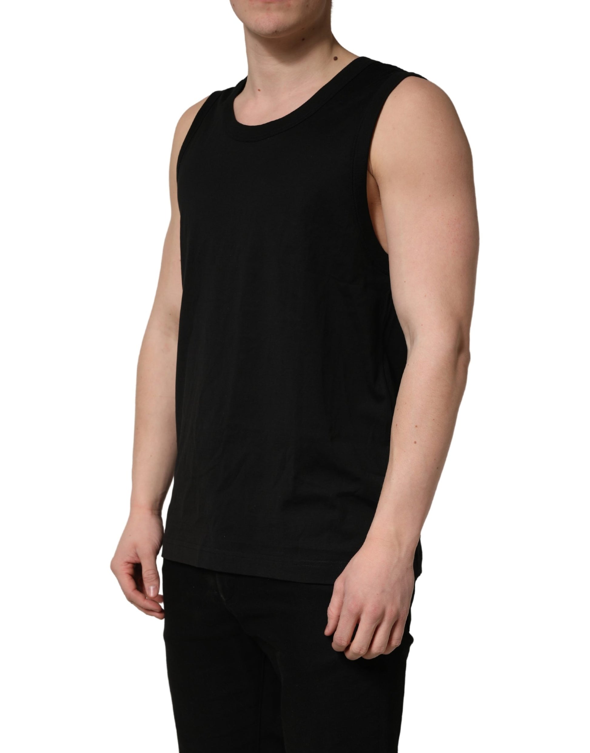 A black sleeveless men's tank top from Dolce & Gabbana
