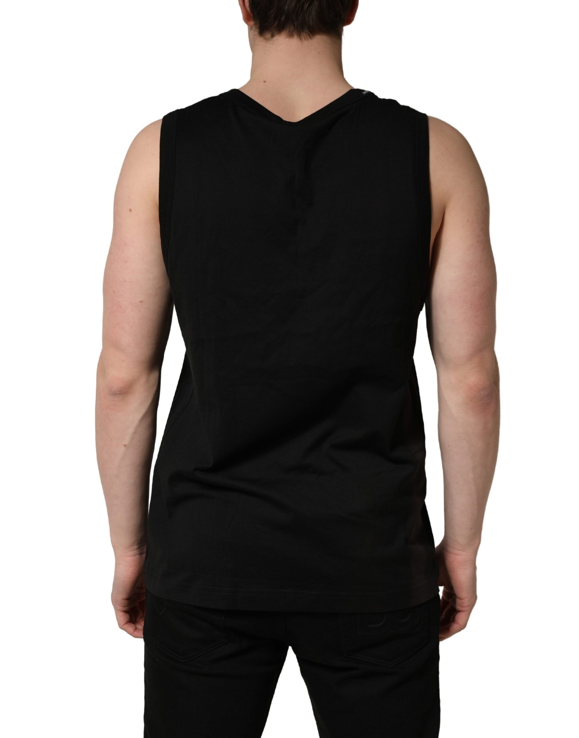 Black sleeveless men's tank top from Dolce & Gabbana