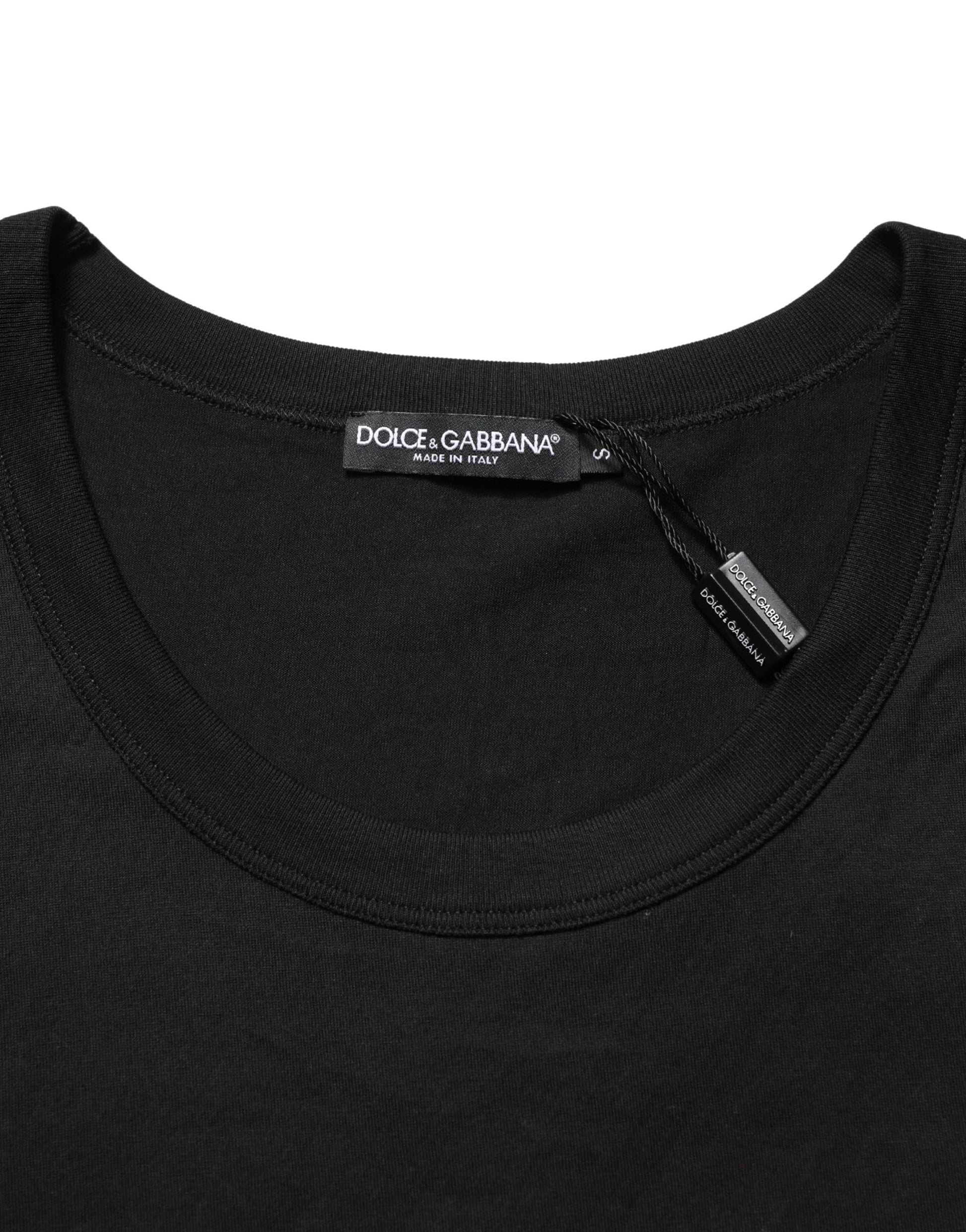 A black cotton sleeveless men's tank top from Dolce & Gabbana