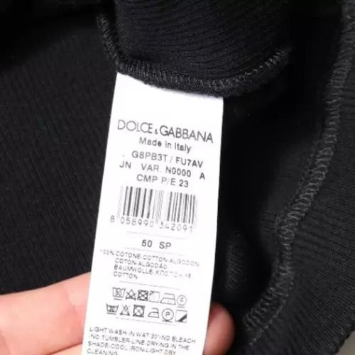 Tag on black clothing item
