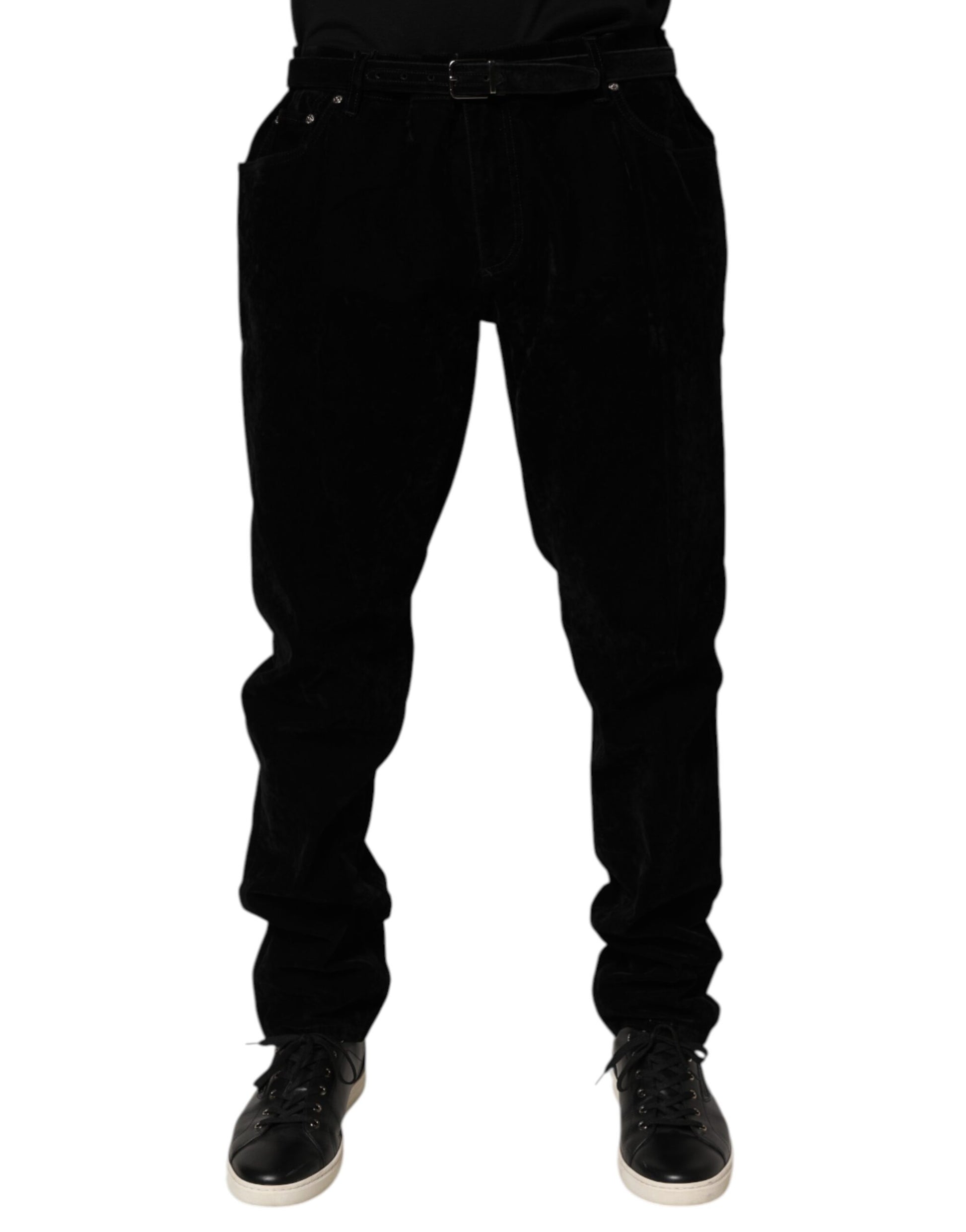 Black velvet pants on a mannequin