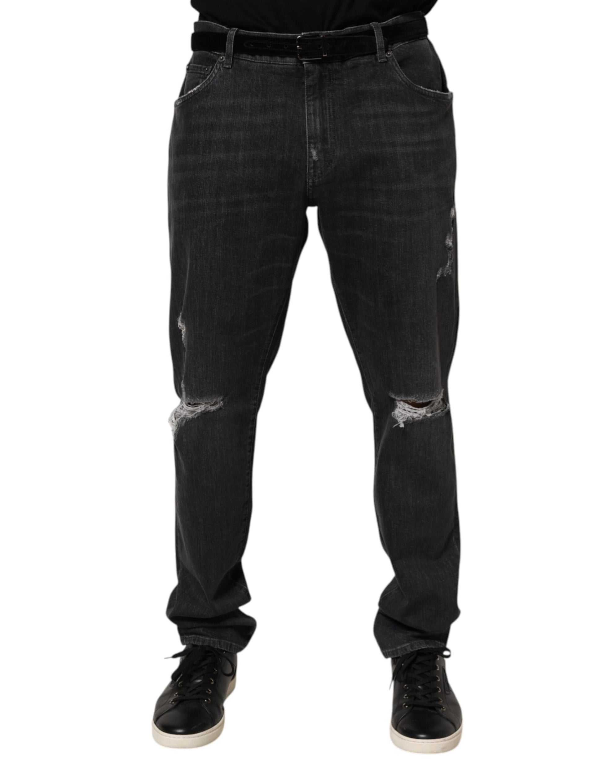 Pair of men's jeans with distressed details