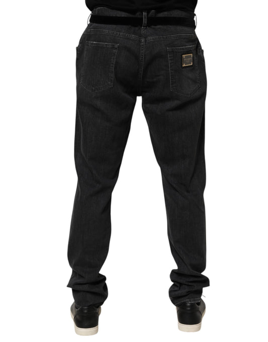 Pair of dark blue denim jeans