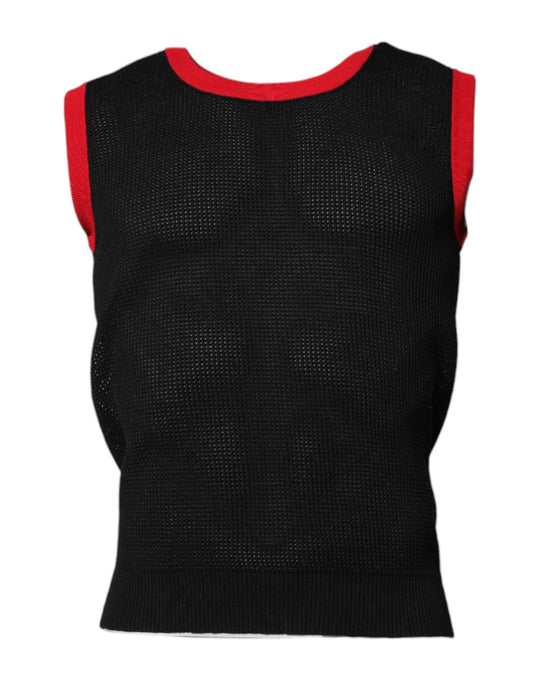 Black vest with red trim