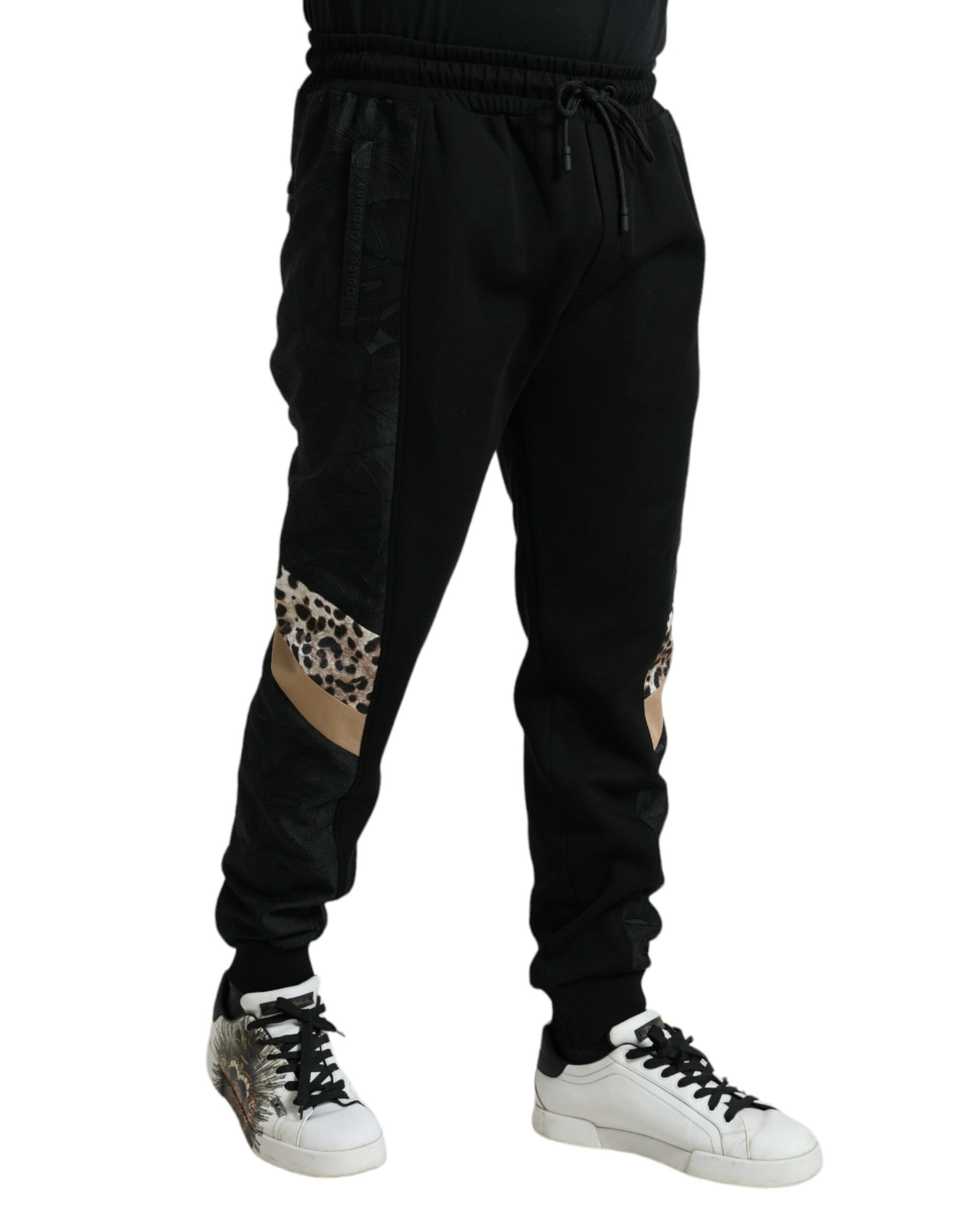 Black sweatpants with zippered side pockets