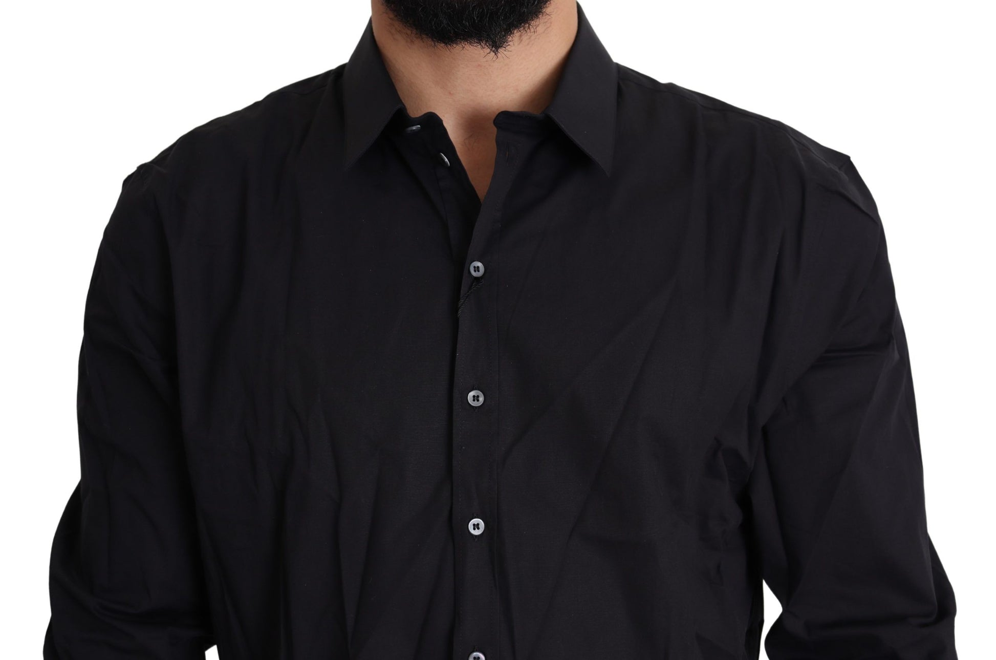 Black button up shirt with two buttons on front
