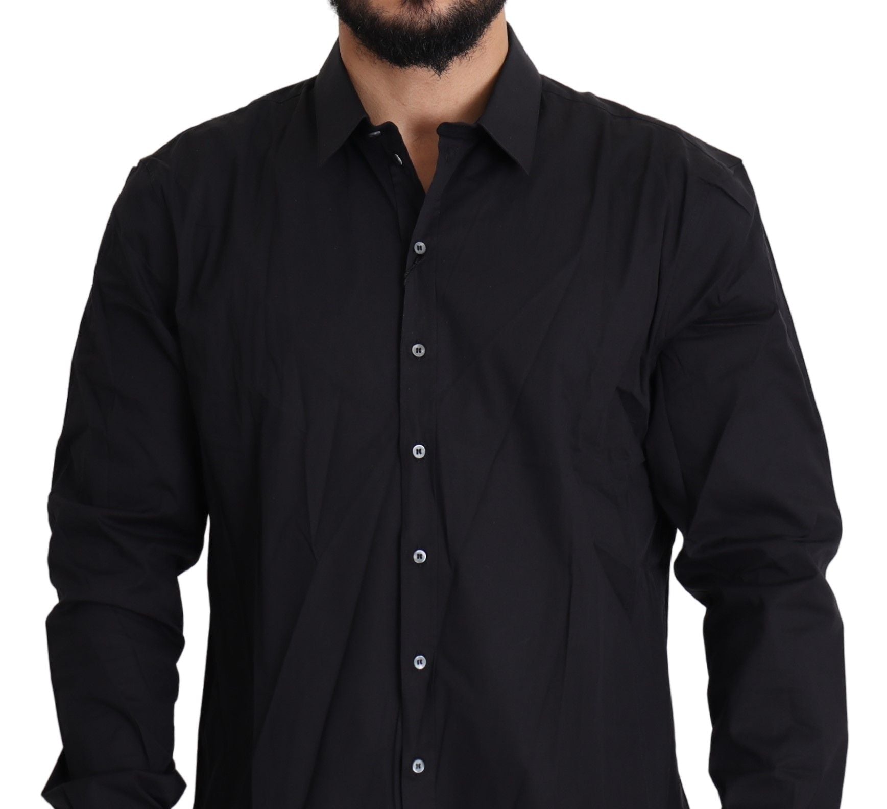 Black long sleeve shirt with buttons down front