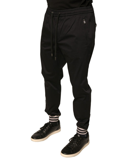 Black sweatpants with drawstring waistband