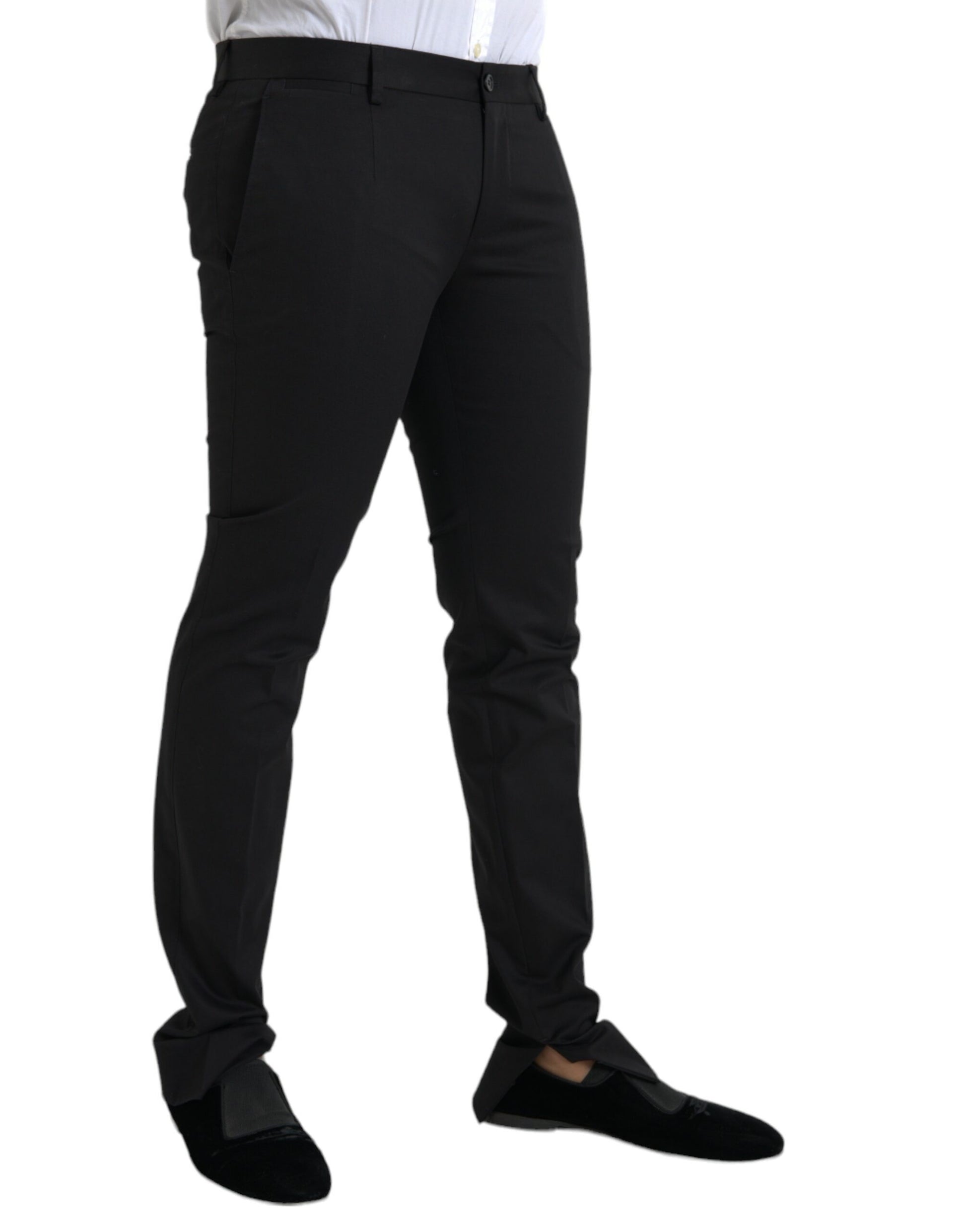 A pair of black cotton stretch skinny dress pants by Dolce & Gabbana