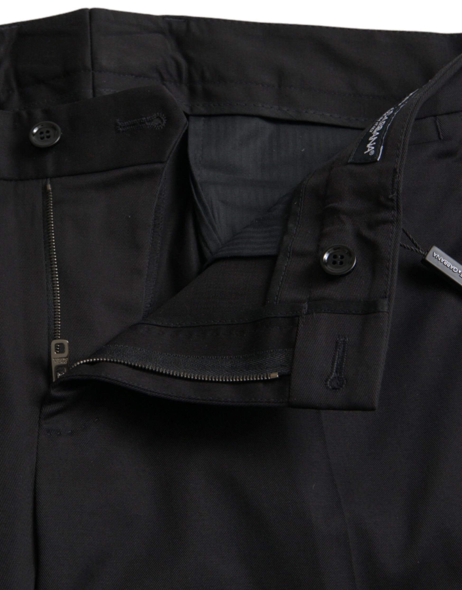 A pair of black cotton stretch skinny dress pants by Dolce & Gabbana
