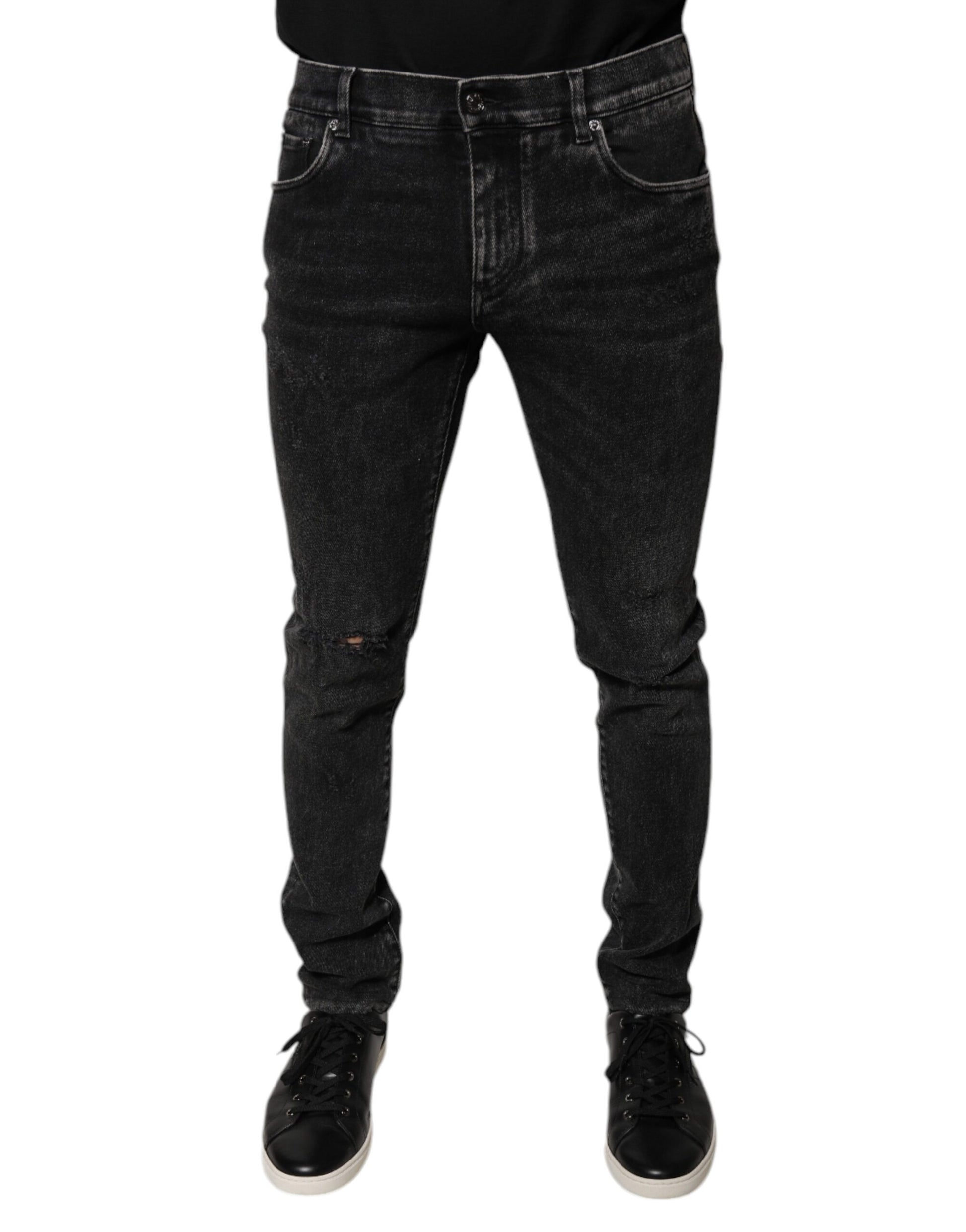 Pair of black denim jeans