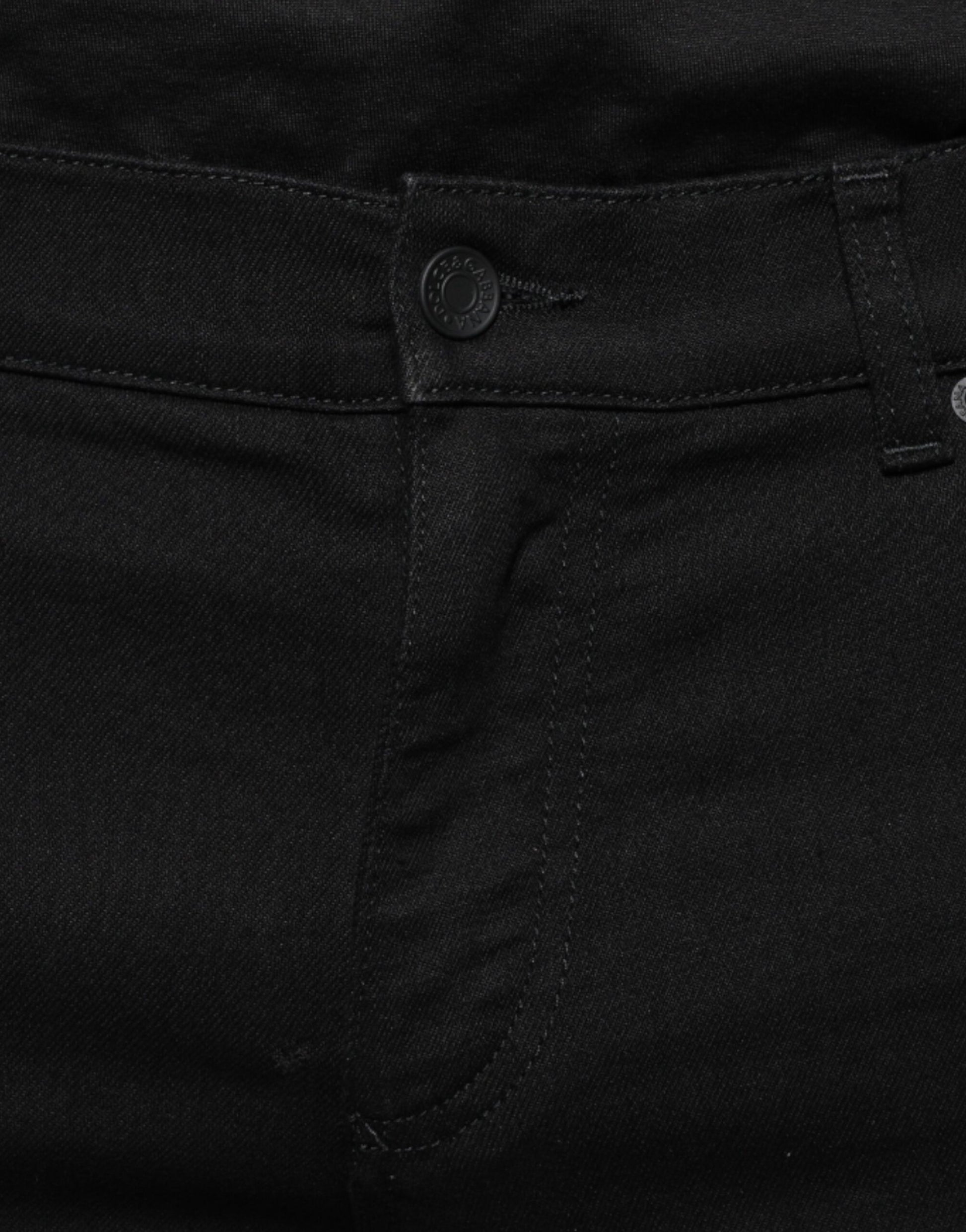 Black denim jeans with button closure