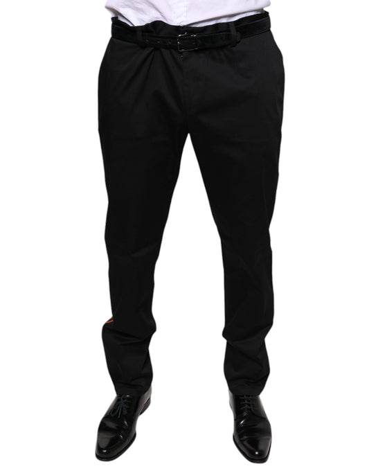 A pair of black cotton stretch skinny men's dress pants
